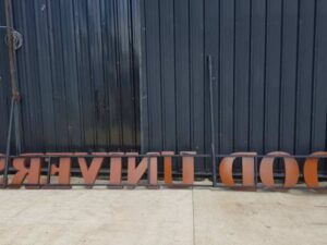 Restaurant lettering with built-in lighting