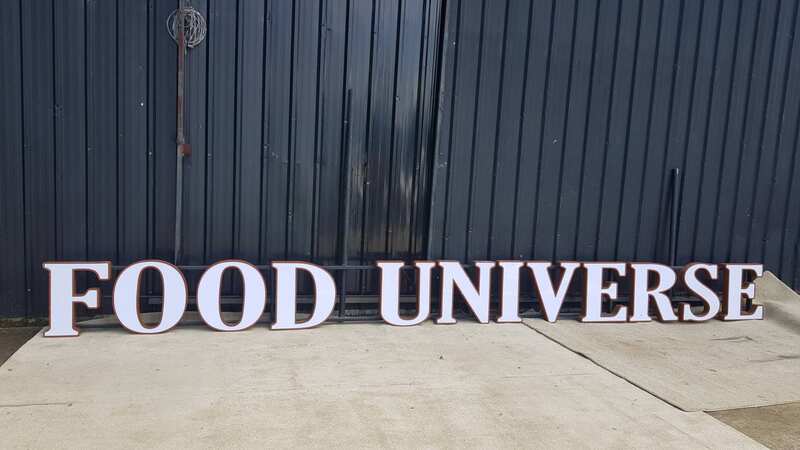 Restaurant lettering with built-in lighting
