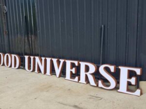 Restaurant lettering with built-in lighting