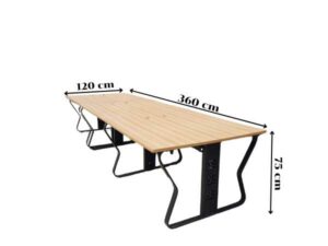 Work desk, conference table, 2-8 seats, steel legs, black, wooden top