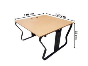 Work desk, conference table, 2-8 seats, steel legs, black, wooden top