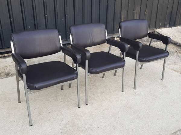 Office chair, steel frame, leather seat, black, Otani brand