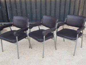Office chair, steel frame, leather seat, black, Otani brand