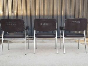 Office chair, steel frame, leather seat, black, Otani brand