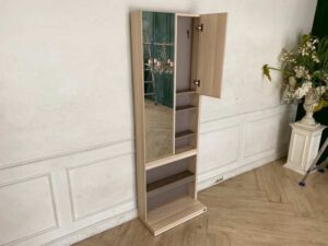 Cream-colored wooden dressing table, S.B.FURNITURE brand.