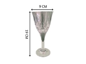 Crystal wine glass with a fan-shaped faceted pattern.