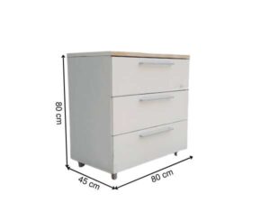 White wooden cabinet with 3 drawers
