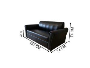 Modern-style 2-seater black leather sofa