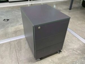 Mobile 3-drawer cabinet with wheels, dark gray.