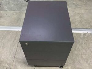 Mobile 3-drawer cabinet with wheels, dark gray.