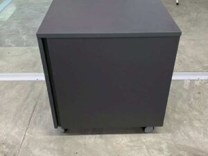 Mobile 3-drawer cabinet with wheels, dark gray.
