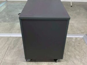 Mobile 3-drawer cabinet with wheels, dark gray.