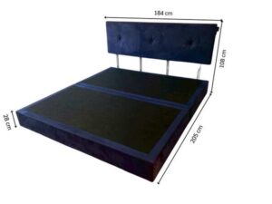 Dunlopillo 6-Foot Bed, Blue Button-Tufted Velvet Upholstery