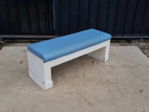 Blue Wooden Bench with Leather Cushion (3)