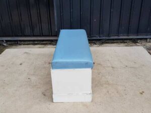 Blue Wooden Bench with Leather Cushion (3)