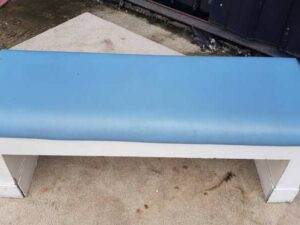 Blue Wooden Bench with Leather Cushion (3)