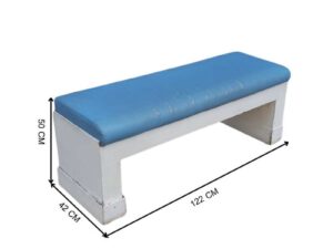 Blue Wooden Bench with Leather Cushion (3)