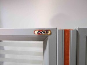Partition - Office Divider - Work Zone Separator - Orange - Solid Bottom - On Glass