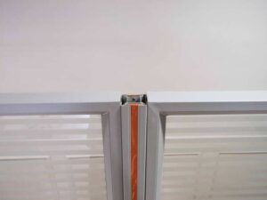 Partition - Office Divider - Work Zone Separator - Orange - Solid Bottom - On Glass