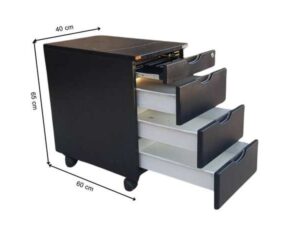 Practika Mobile Cabinet with 4 Drawers, Black, with Wheels