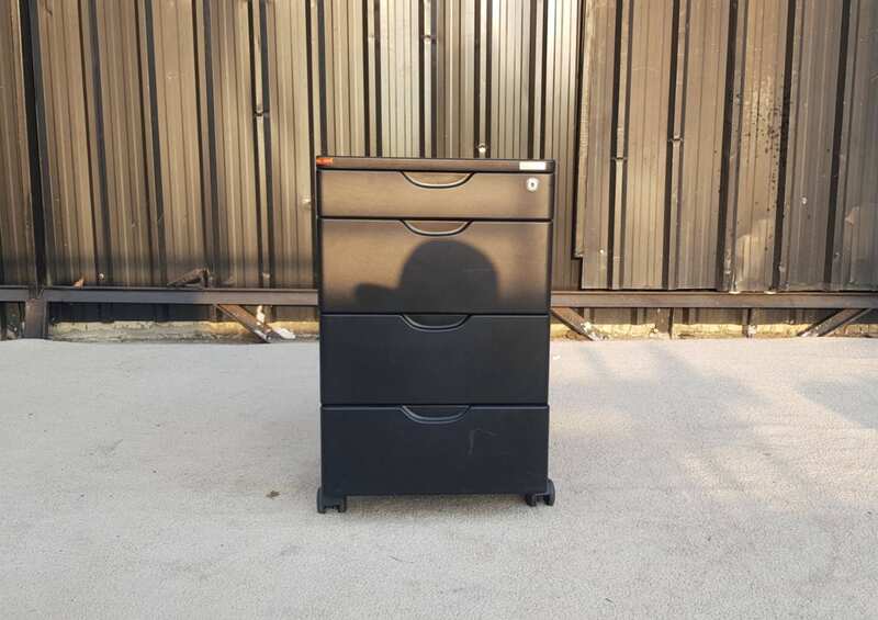 Practika Mobile Cabinet with 4 Drawers, Black, with Wheels