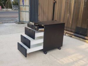 Practika Mobile Cabinet with 4 Drawers, Black, with Wheels