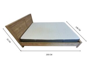 5-foot wooden bed, light brown, minimalist style.
