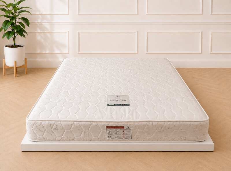 Springmate Pocket Coil Contract Mattress, 5 ft, Gold Vine Pattern