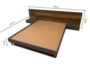 5-foot dark brown wooden bed, SB FURNITURE brand.
