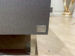 5-foot dark brown wooden bed, SB FURNITURE brand.