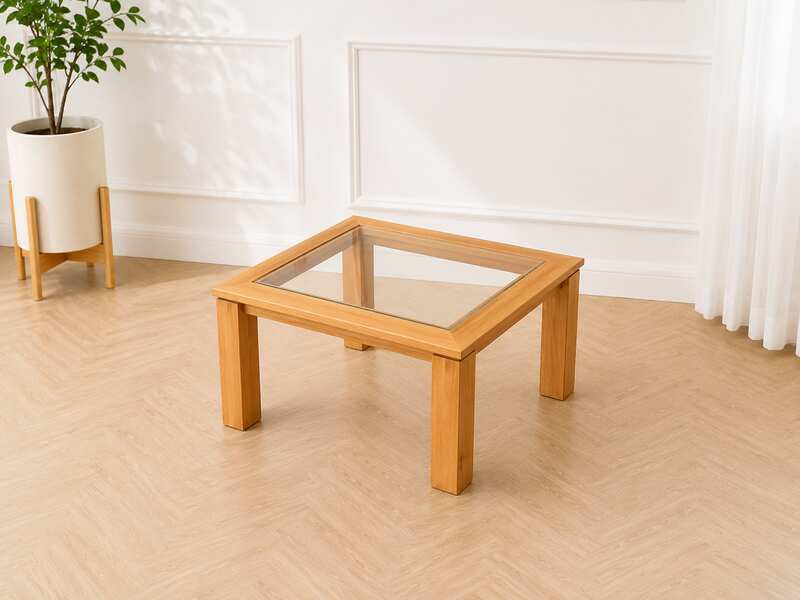Center table, glass top, wooden frame_DR4YXYNUWZ