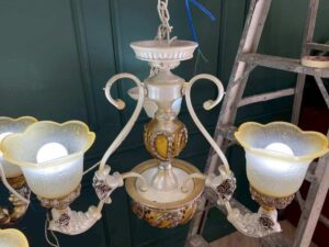 Vintage style white glass chandelier