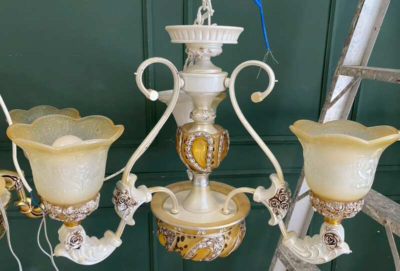 Vintage style white glass chandelier