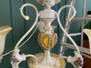 Vintage style white glass chandelier