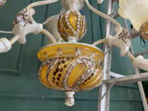 Vintage style white glass chandelier