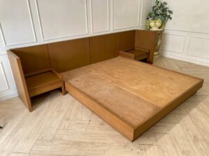 6 foot wooden bed with 1 drawer wooden headboard
