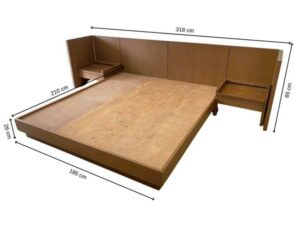6 foot wooden bed with 1 drawer wooden headboard