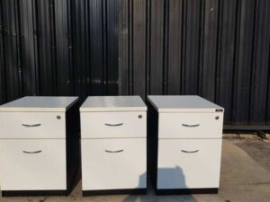 Mobile Cabinet with 2 Drawers, Black and White