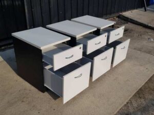Mobile Cabinet with 2 Drawers, Black and White