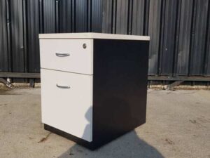 Mobile Cabinet with 2 Drawers, Black and White