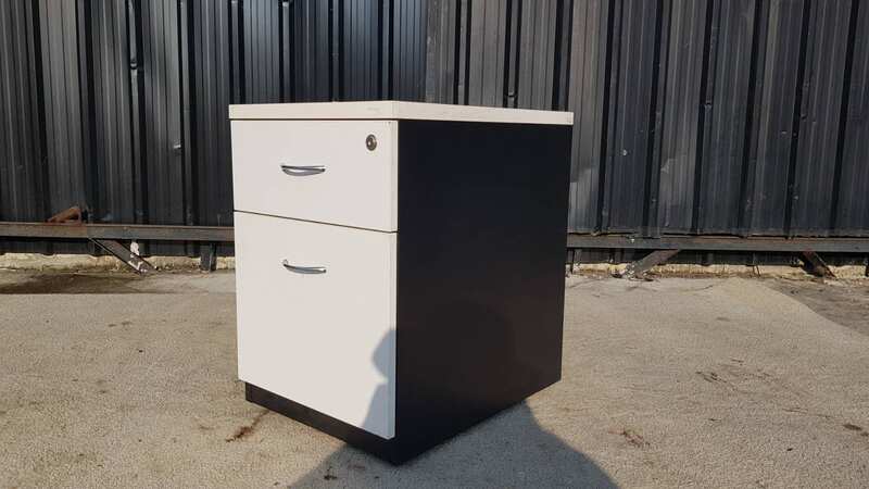 Mobile Cabinet with 2 Drawers, Black and White