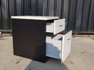 Mobile Cabinet with 2 Drawers, Black and White