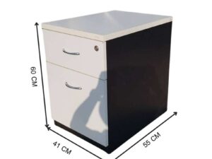 Mobile Cabinet with 2 Drawers, Black and White