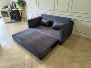Modern Cozy Velvet Sofa Bed in Gray-Black (Brand New)