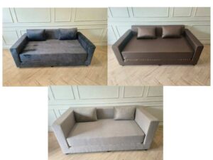 Modern Cozy Velvet Sofa Bed in Gray-Black (Brand New)