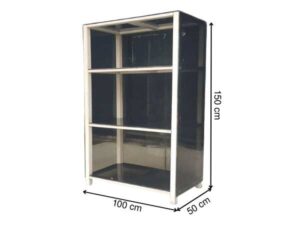 3-tier shelf, steel frame, black