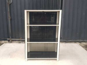 3-tier shelf, steel frame, black
