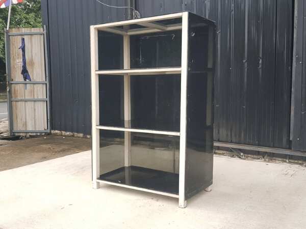 3-tier shelf, steel frame, black