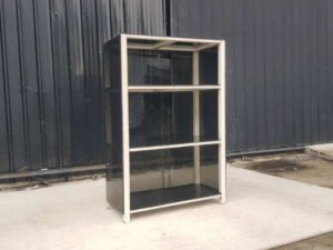 3-tier shelf, steel frame, black