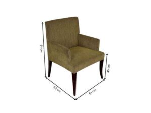 Armchair with wooden legs and fabric seat, checkered pattern, brown color._R3IIG3CKGR_EKHJNYVTB4